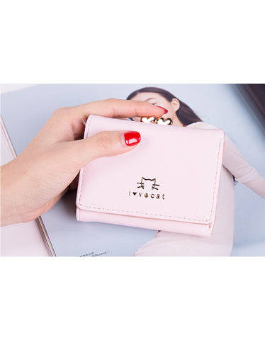 3-fold PU leather wallet with metal heart marquee (more colours)