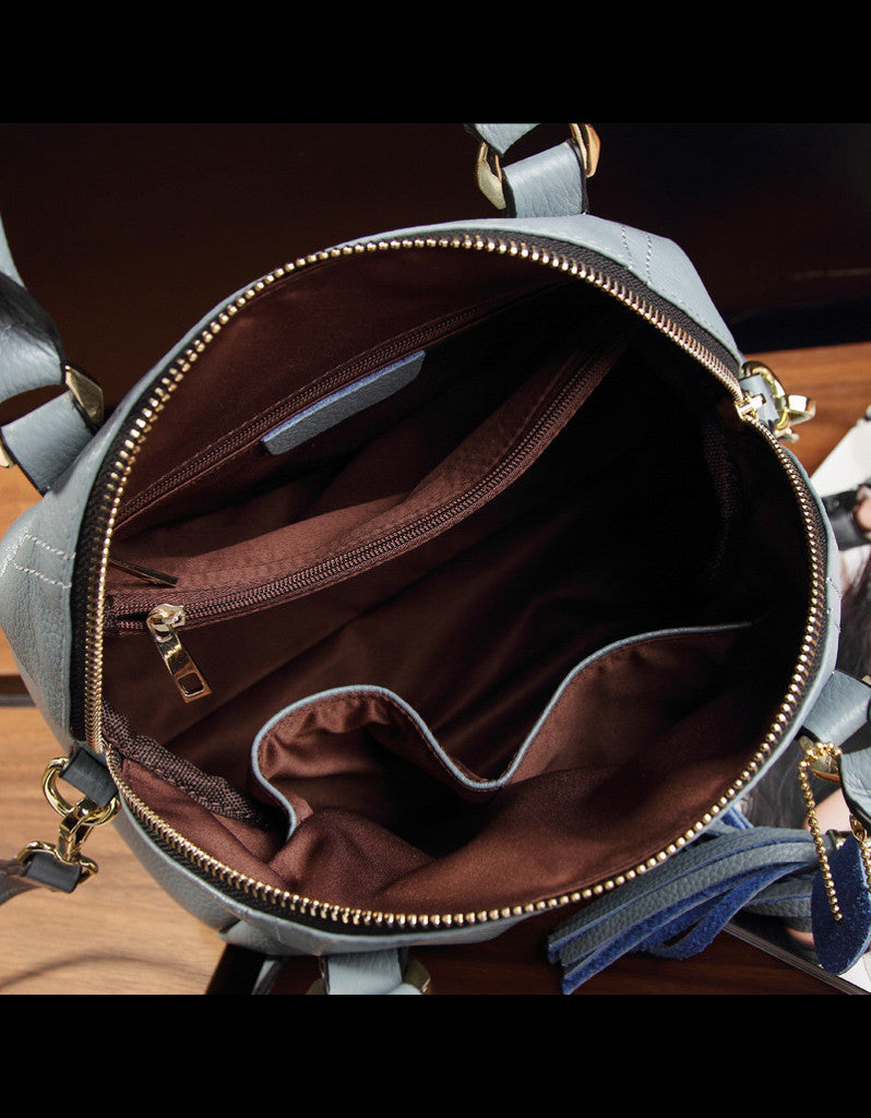 Genuine leather shoulder bag with tassels (more colours)