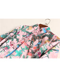 Mid-length sleeve floral printed tailored cheongsam with flared bottom