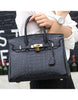 Genuine leather crocodile prints tote bag with lock and clochette - MEDIUM (more colours)