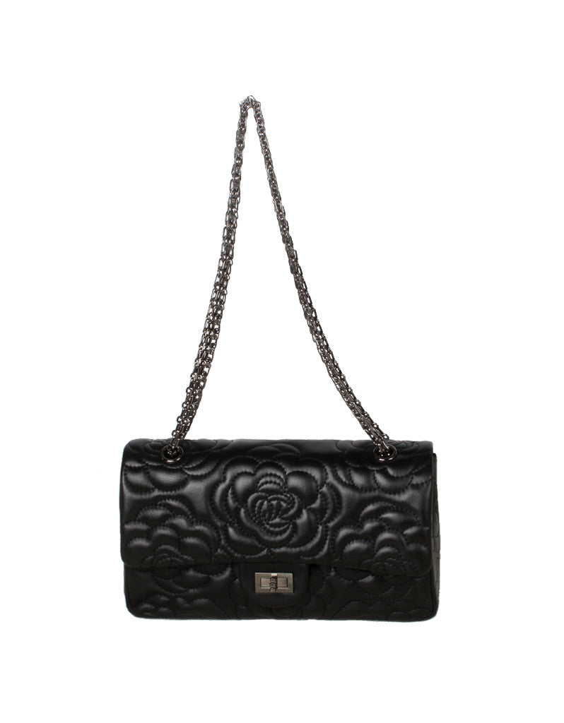 Genuine sheepskin leather camellia flower design flap handbag – Sofiq