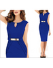 Sleeveless mid-length pencil dress with metallic accents