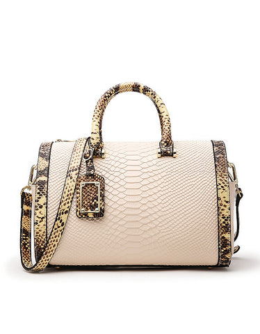 Genuine leather crocodile prints tote bag with lock and clochette - SMALL (more colours)