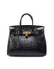 Genuine leather crocodile prints tote bag with lock and clochette - SMALL (more colours)