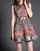 Sleeveless printed, beaded and embroidered short dress (More colours)