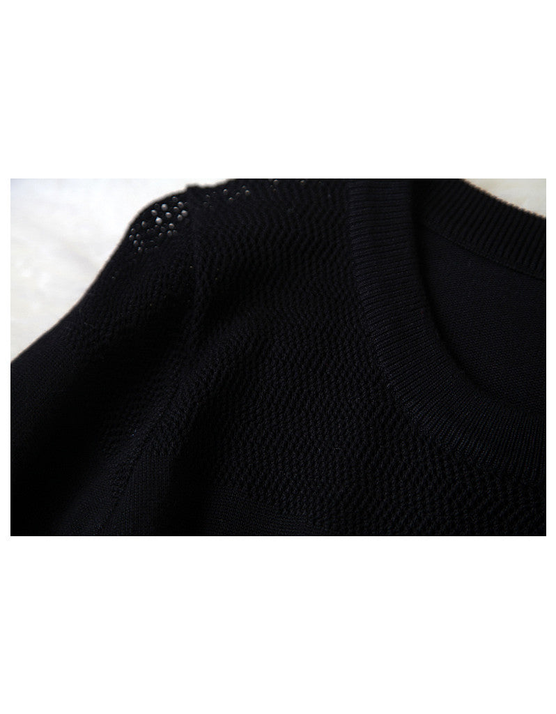 Long sleeve black & white knitted dress