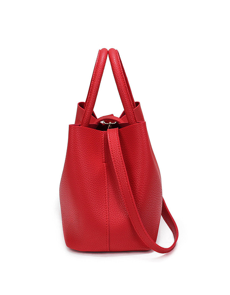 PU leather shoulder bag with twist lock and detachable inner bag (more colours)