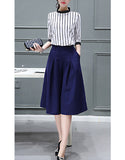 Striped top with mid-length culottes (More colours)