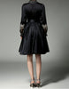 Long sleeve mid-length dress with embroidery and chiffon