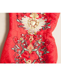 Sleeveless embroidered, beaded short dress with rhinestones