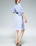 Mid-length dress with layered mid-length sleeves