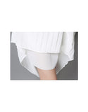 Monochrome mid-length sleeve top with pleated skirt
