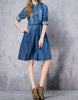 Mid-length embroidered sleeve short denim dress