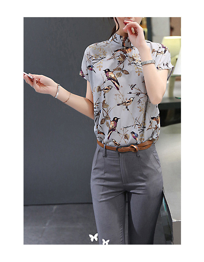 Short sleeve birdie printed top with pants