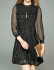 Long sleeve chiffon laced short dress (More colours)