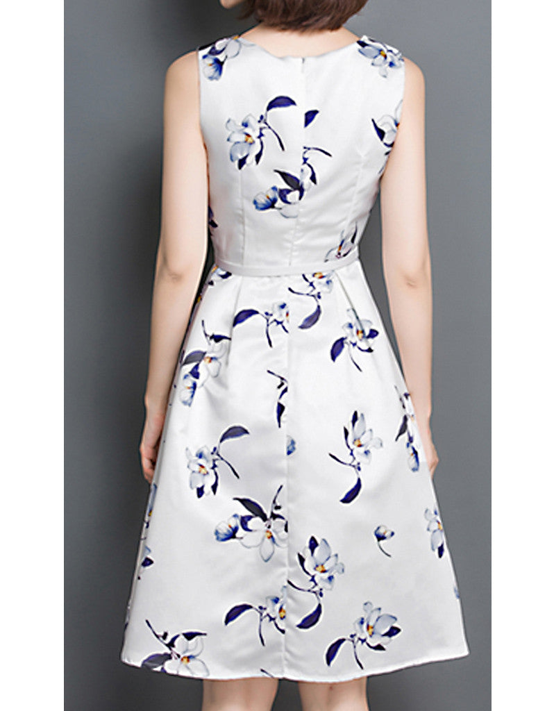Sleeveless floral printed mid-length dress (More colours)