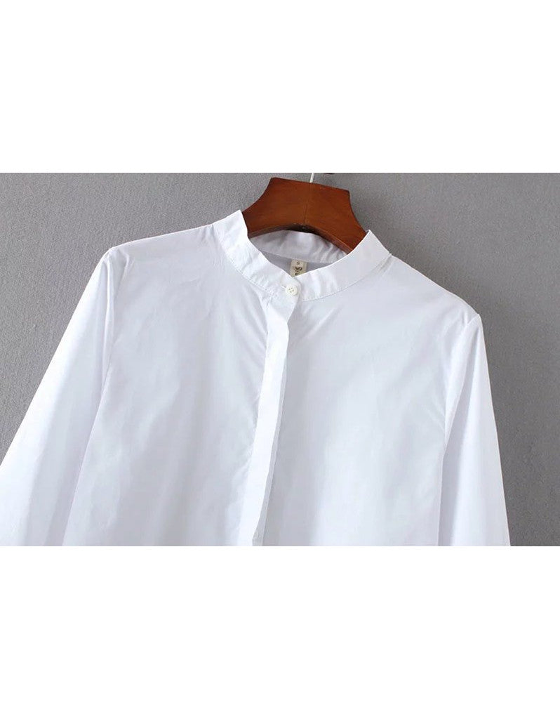 Long sleeve long shirt with half flared sleeves