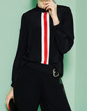 Long sleeve middle contrasting strip shirt (More colours)