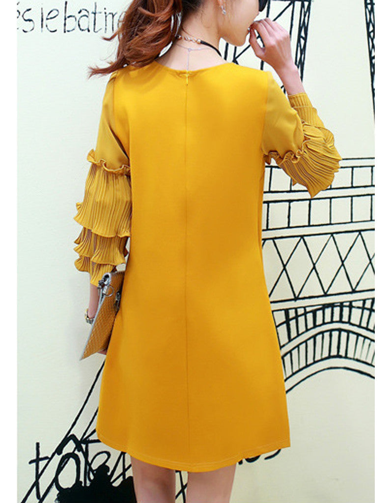 Short dress with 3/4 length sleeve with frills (More colours)