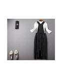 Long sleeve top with V-shaped pinafore
