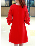 Short dress with 3/4 length sleeve with frills (More colours)