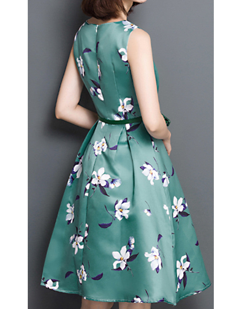 Sleeveless floral printed mid-length dress (More colours)