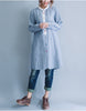 Oversized long sleeved striped shirt dress with multi-coloured buttons