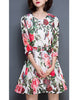 3/4 sleeve floral short dress