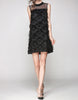 Sleeveless mid-length dress with feathered details