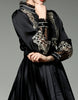 Long sleeve mid-length dress with embroidery and chiffon