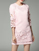 Mid-length sleeve with cut-out embroidery and lace short dress (More colours)