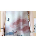 Printed short sleeve cheongsam with flared sides (more colours)